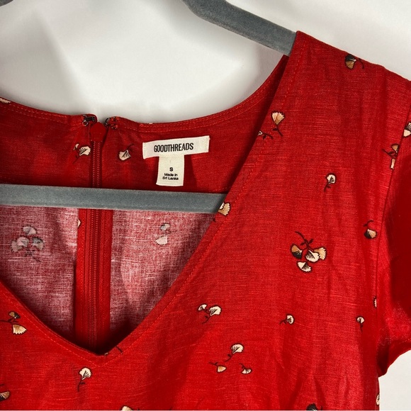 Goodthreads Small Relaxed Fit Washed Linen Blend Flutter Sleeve Boho Print Dress - Picture 5 of 8